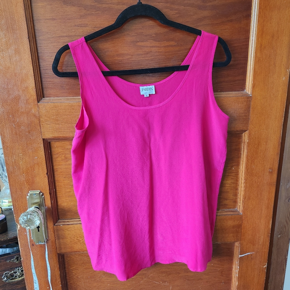 Vintage Silk Tank Top Small Bright Pink